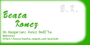 beata koncz business card